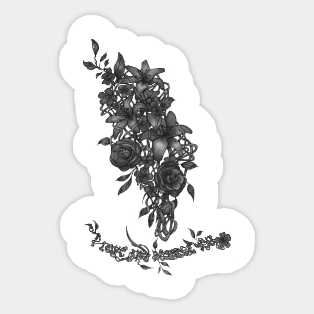 Flowers - I love and respect you - black and white option Sticker by consequat